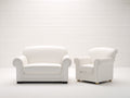 Ensemble de canapés - similicuir - 151x88x84 cm - blanc cassé - style classique épuré