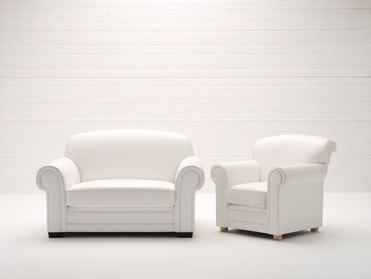Ensemble de canapés - similicuir - 151x88x84 cm - blanc cassé - style classique épuré