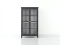 Vitrine - bois-verre - 92x39x178 cm - gris anthracite - style moderne