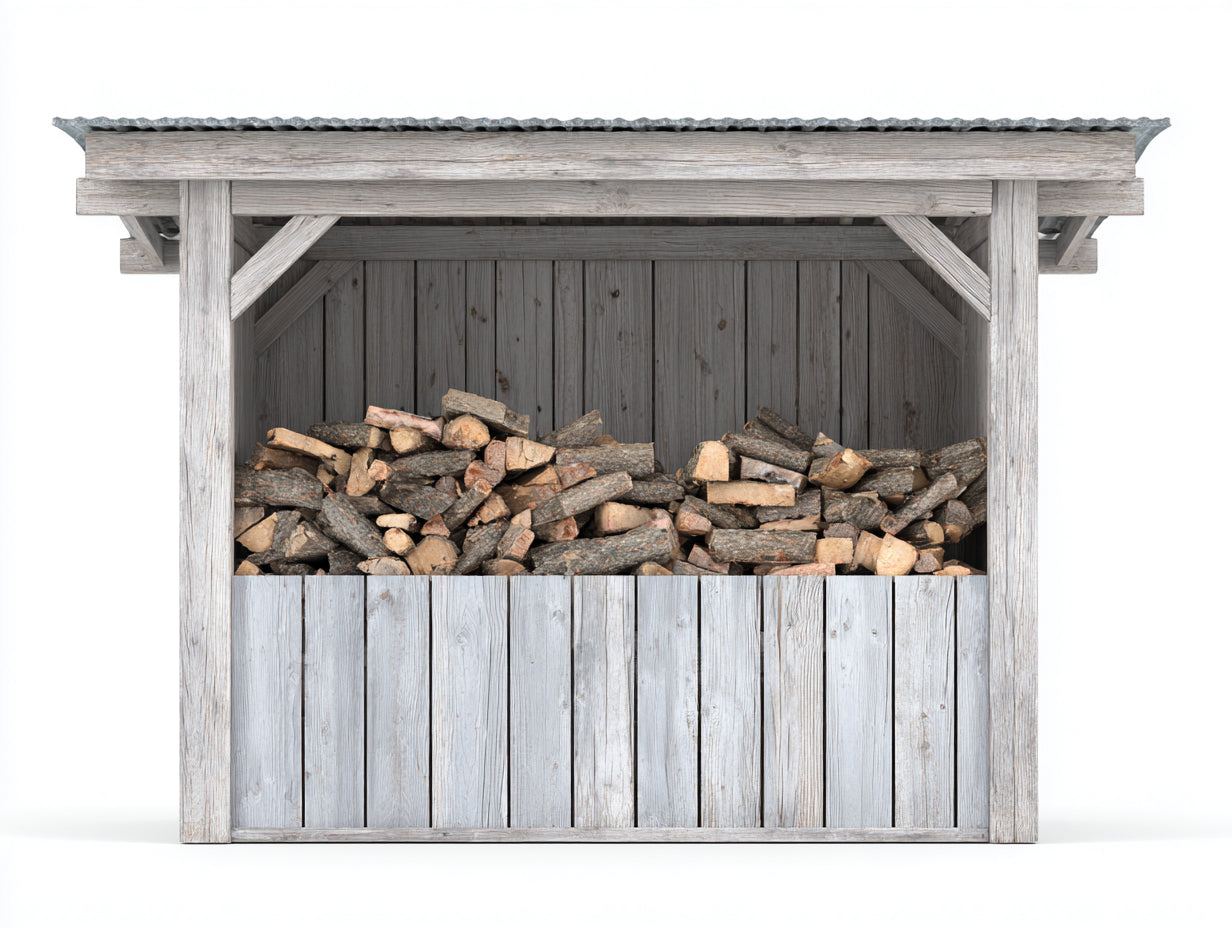 Abri à bûches - bois - 220x70x160 cm - blanc vieilli-gris - rustique
