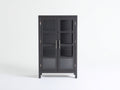Vitrine - bois-verre - 82x36x145 cm - gris anthracite - style moderne