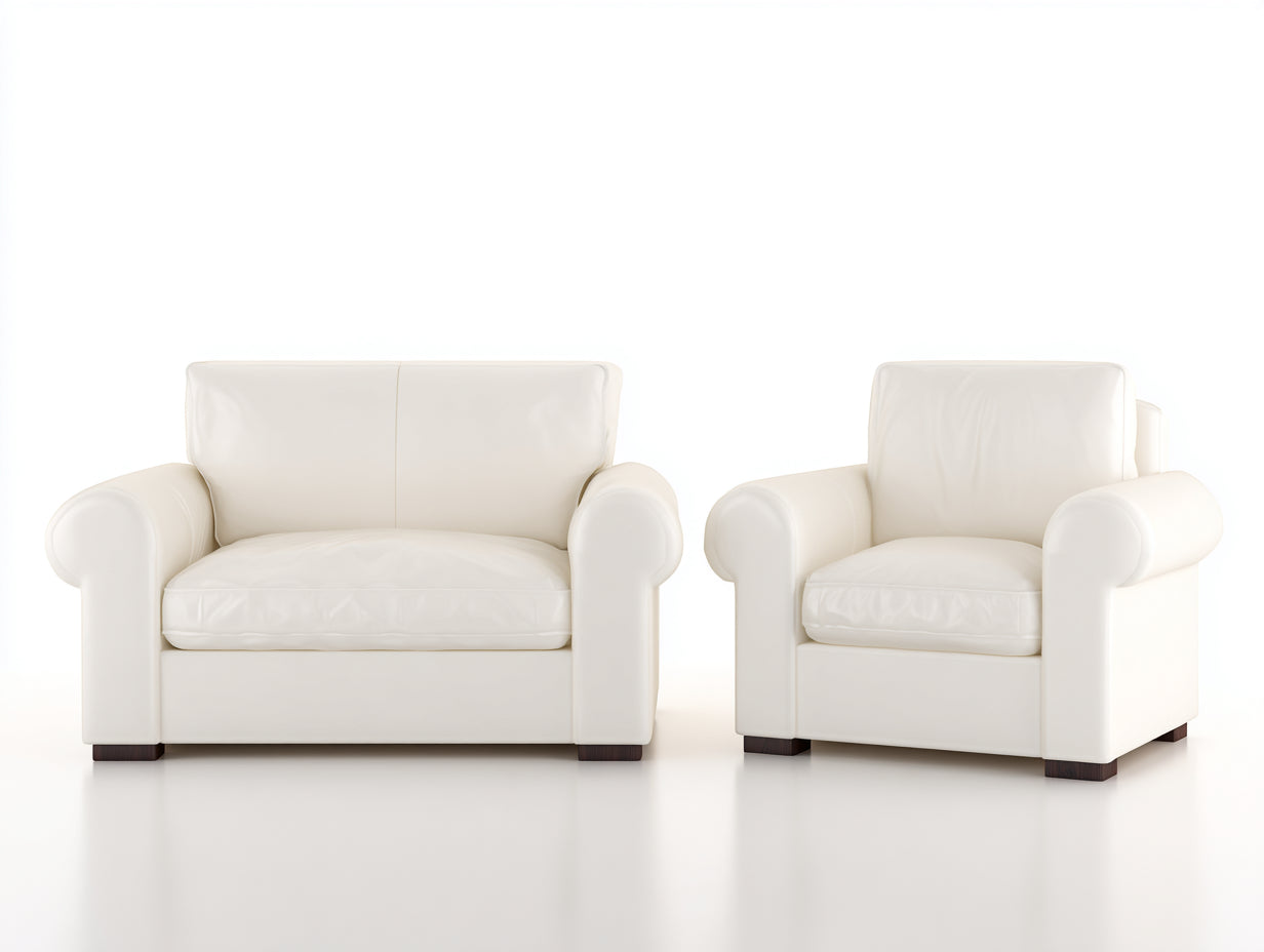Ensemble de canapés - similicuir - 132x88x86 cm - blanc cassé - style compact moderne