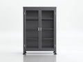 Vitrine - bois-verre - 88x38x155 cm - gris foncé - style contemporain