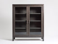 Vitrine - bois-verre - 98x42x165 cm - brun foncé - contemporain