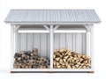 Abri à bûches - bois - 210x75x165 cm - blanc-gris - rustique