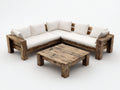Canapé de jardin - bois-textile - 240x240x78 cm - brun-blanc - rustique