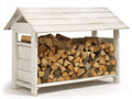 Abri à bûches - bois - 135x55x105 cm - blanc vieilli - rustique