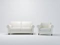 Ensemble de canapés - similicuir - 172x88x86 cm - blanc cassé - style classique moderne