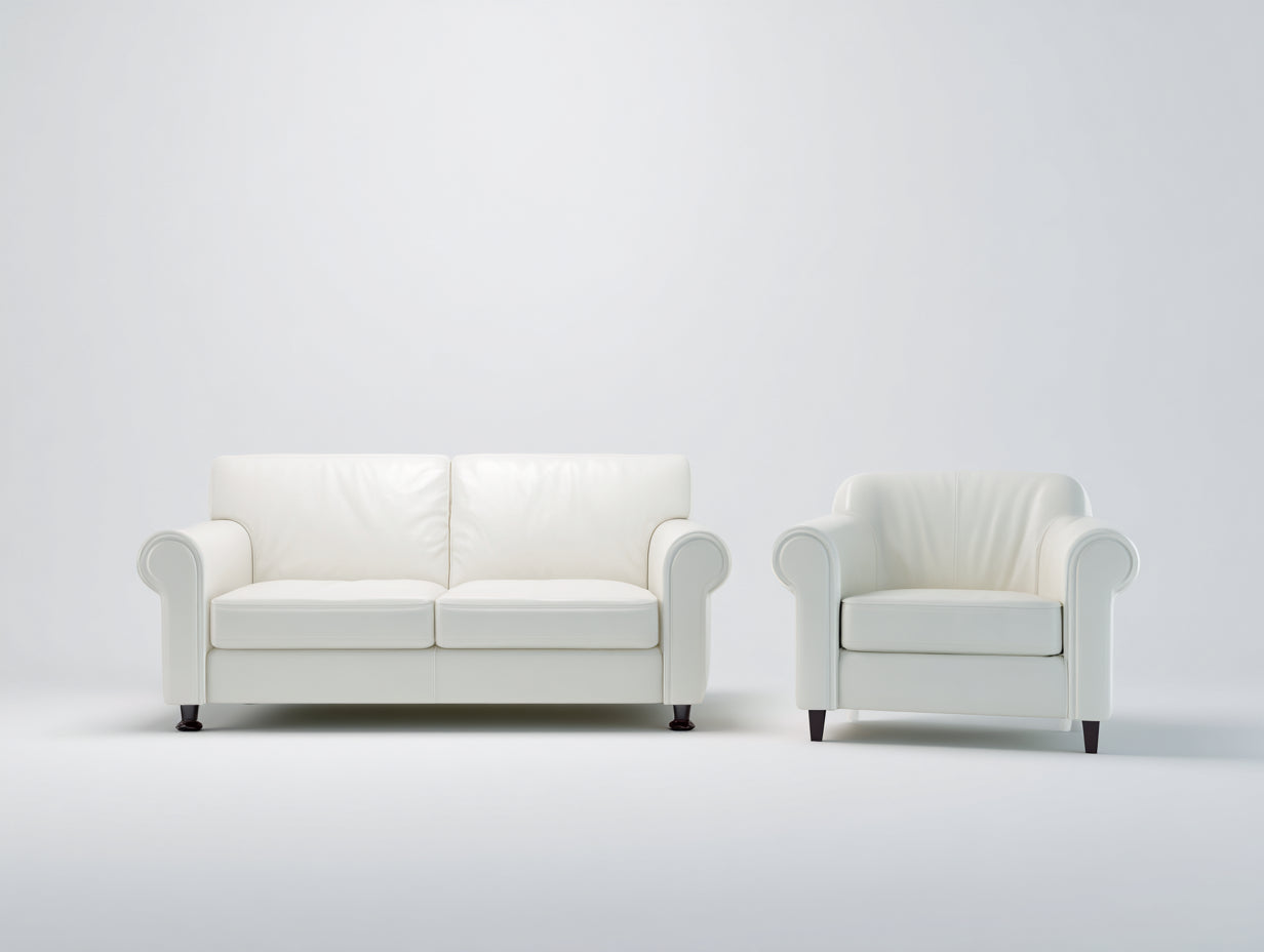 Ensemble de canapés - similicuir - 172x88x86 cm - blanc cassé - style classique moderne