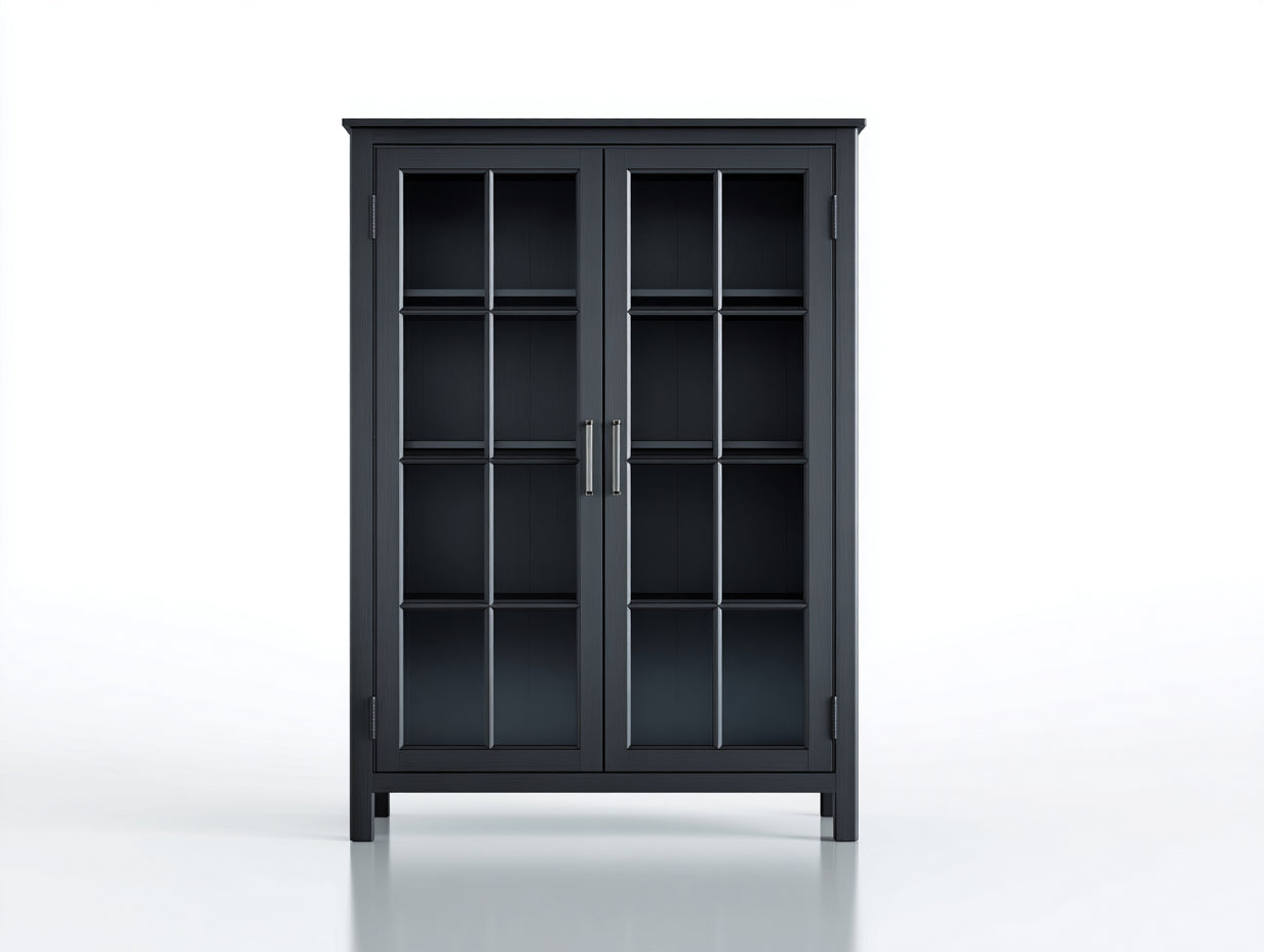 Vitrine - bois-verre - 96x40x178 cm - noir - style classique