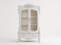 Vitrine - bois-verre - 120x45x210 cm - blanc ivoire - style baroque