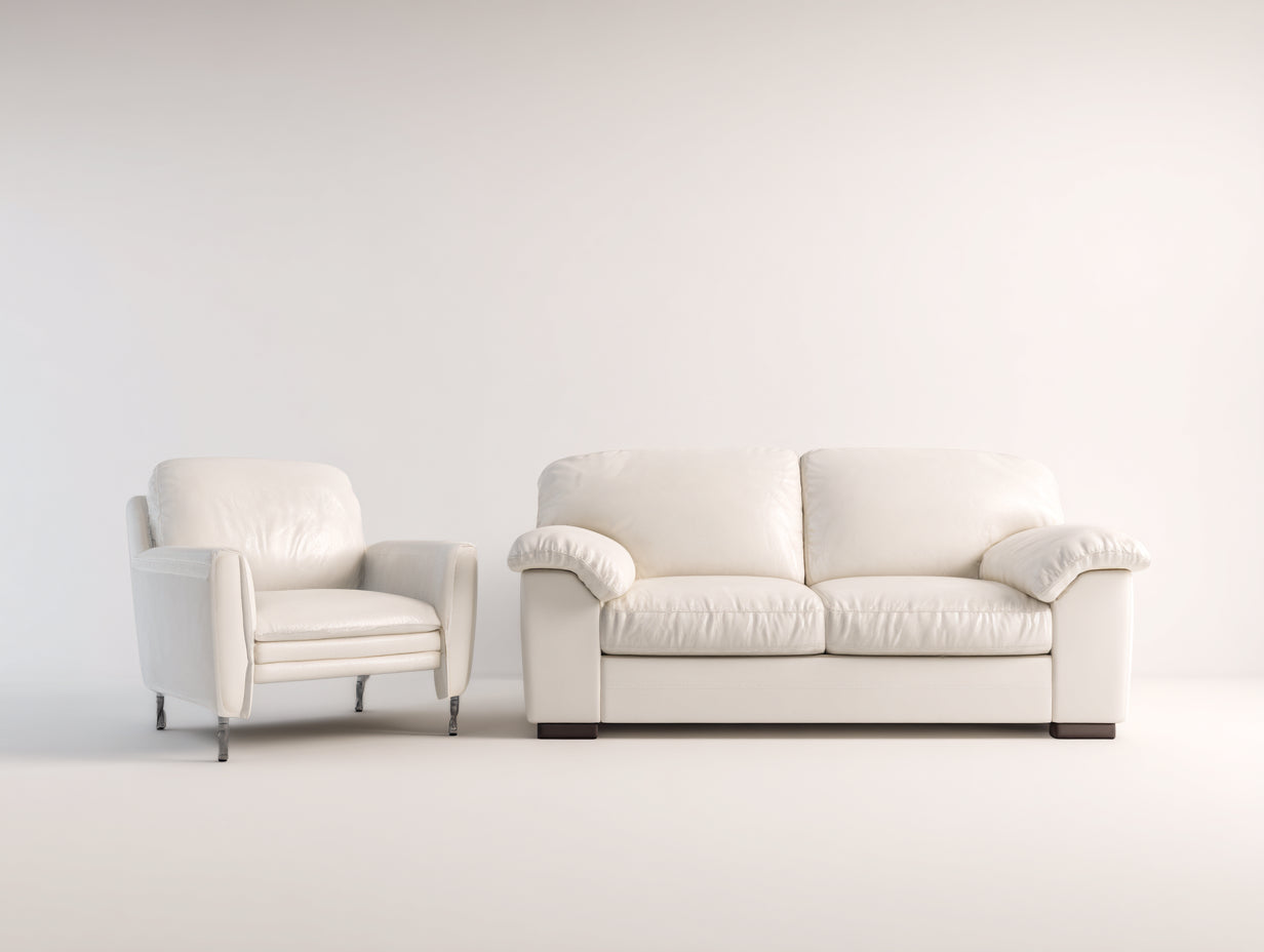 Ensemble de canapés - similicuir - 184x94x90 cm - crème - style contemporain