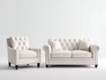 Ensemble de canapés - similicuir - 190x95x92 cm - blanc ivoire - style classique contemporain