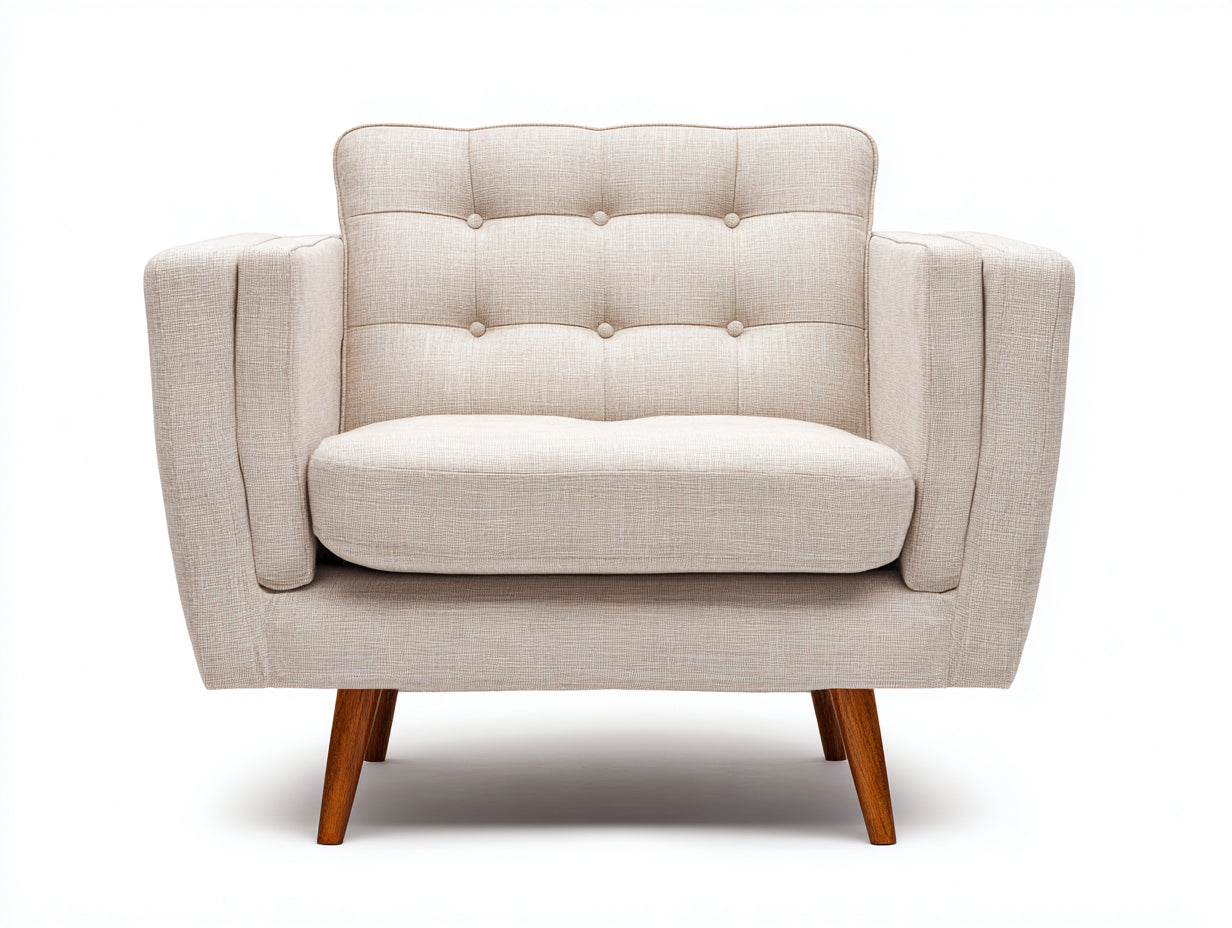 Fauteuil - tissu - 92x84x90 cm - beige - style rétro moderne