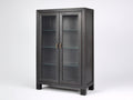 Vitrine - bois-verre - 96x41x168 cm - brun foncé - contemporain