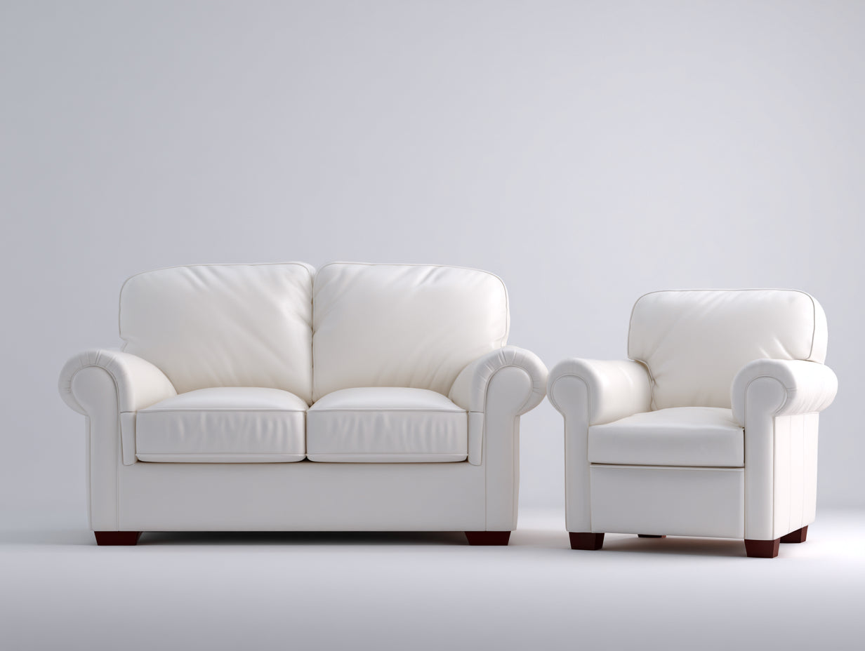 Ensemble de canapés - similicuir - 180x89x92 cm - blanc - style classique
