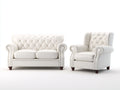 Ensemble de canapés - similicuir - 188x94x98 cm - blanc crème - style chesterfield