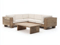 Canapé de jardin - bois-textile - 250x250x76 cm - brun clair-écru - rustique