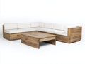 Canapé de jardin - bois-textile - 300x210x74 cm - brun clair-écru - rustique