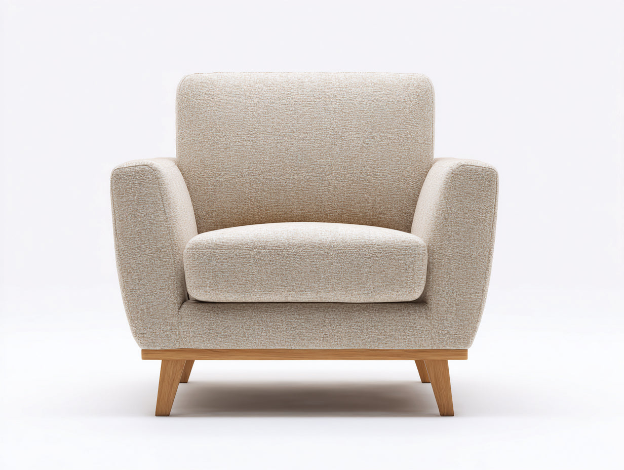 Fauteuil - tissu - 88x83x86 cm - beige - style scandinave moderne