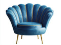 Fauteuil - velours - 108x90x91 cm - bleu-or - style coquillage contemporain