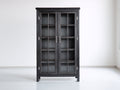 Vitrine - bois-verre - 92x40x180 cm - gris foncé - classique