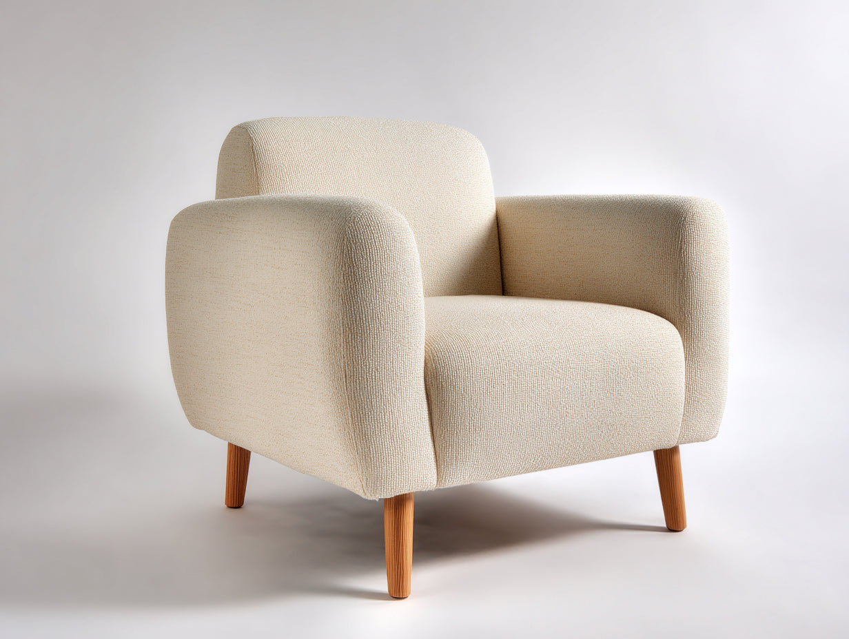 Fauteuil - tissu - 90x84x87 cm - beige - style scandinave chaleureux