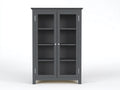 Vitrine - bois-verre - 90x38x170 cm - gris foncé - style moderne