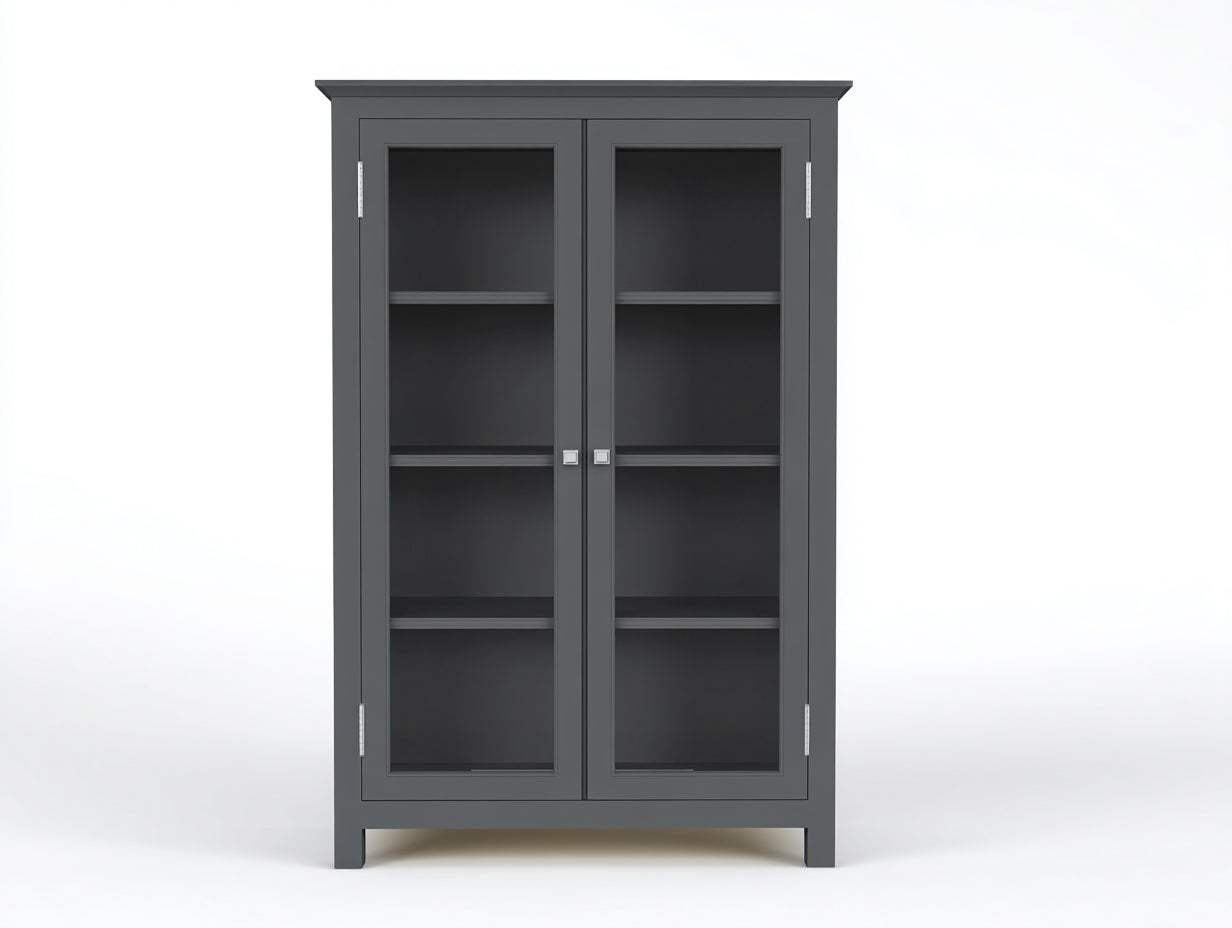 Vitrine - bois-verre - 90x38x170 cm - gris foncé - style moderne