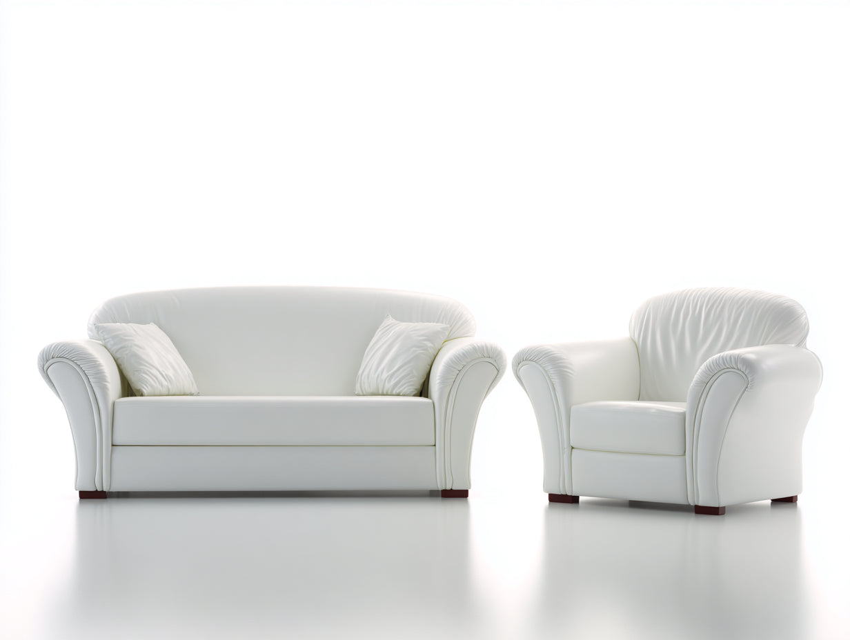 Ensemble de canapés - similicuir - 176x91x87 cm - blanc - style classique contemporain