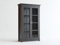 Vitrine - bois-verre - 92x39x168 cm - gris foncé - style industriel