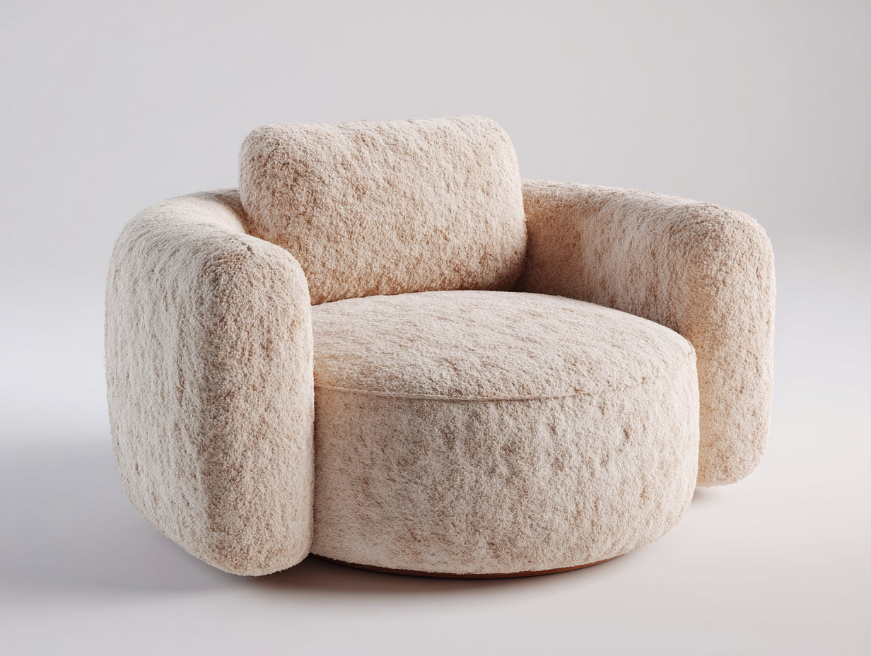 Fauteuil - tissu bouclé - 103x98x82 cm - beige - style cocooning moderne