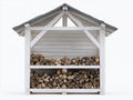Abri à bûches - bois - 150x55x185 cm - blanc-gris - rustique