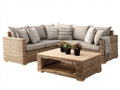 Canapé de jardin - rotin-bois-textile - 250x250x78 cm - naturel-beige - contemporain