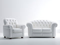 Ensemble de canapés - similicuir - 178x92x94 cm - blanc - style chesterfield