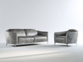 Ensemble de canapés - cuir synthétique - 198x91x84 cm - gris - style moderne minimaliste