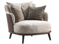 Fauteuil - tissu-bois - 104x96x82 cm - beige-marron - style lounge naturel