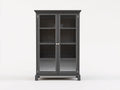 Vitrine - bois-verre - 92x38x170 cm - gris foncé - style moderne