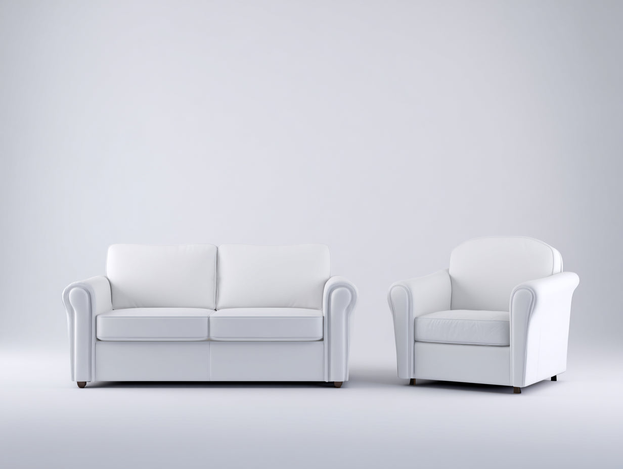 Ensemble de canapés - similicuir - 175x90x88 cm - blanc - style classique contemporain