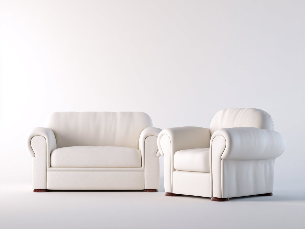 Ensemble de canapés - similicuir - 145x87x82 cm - blanc crème - style classique moderne